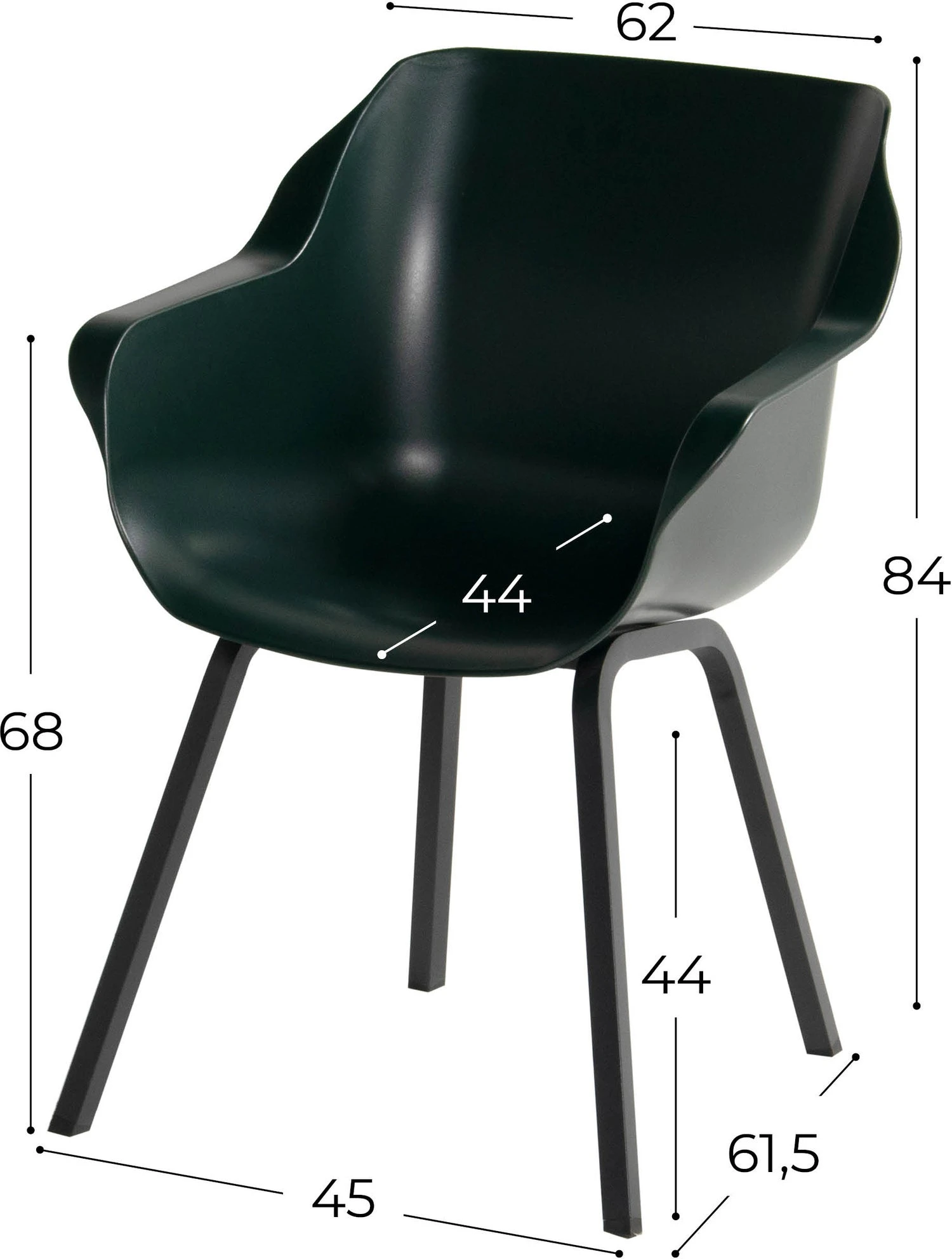 Hartman Kuipstoel Sophie Element Donkergroen / Zwart 3 Hartman Kuipstoel Sophie Element Donkergroen / Zwart - Afbeelding 3