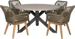 Intratuin 4-zits Diningset Wout Rond Olijfgroen