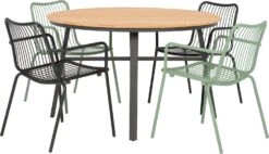 Intratuin 4-zits Diningset Flore Antraciet Met Xavi Zwart / Groen