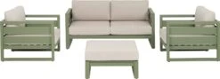 Intratuin 4-zits Blokset Norma Met Hocker / Loungetafel Aluminium Groen