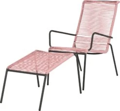 Intratuin Relaxstoel Met Voetenbank Steef Wicker Roze