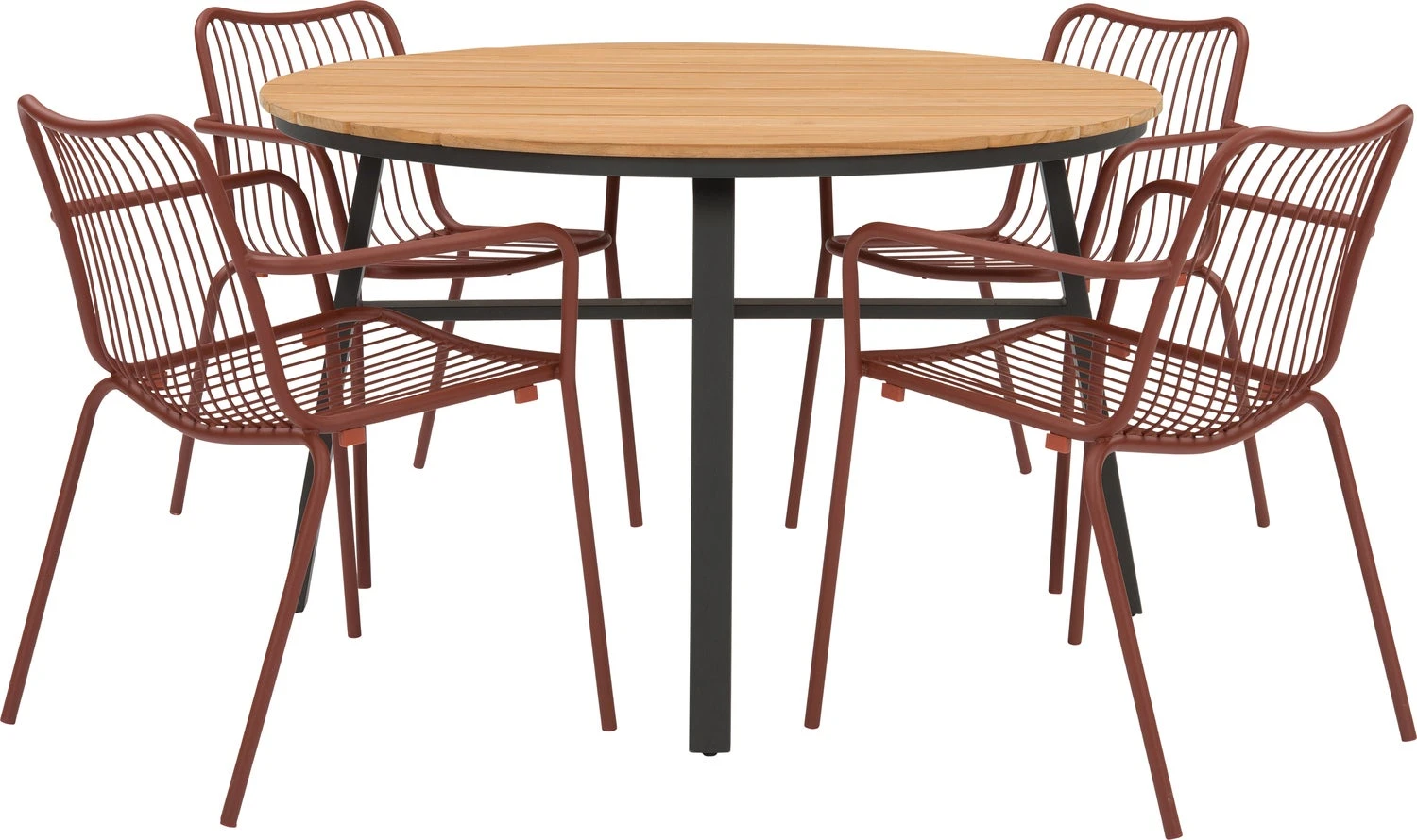 Intratuin 4-zits Diningset Flore Antraciet Met Xavi Rood 2 Intratuin 4-zits Diningset Flore Antraciet Met Xavi Rood - Afbeelding 2