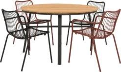 Intratuin 4-zits Diningset Flore Antraciet Met Xavi Zwart / Rood