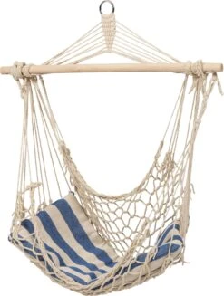 Intratuin Hangstoel Marine Blauw / Wit 110 X 100 Cm