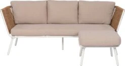 Intratuin 3-zits Loungebank Iris Met Chaise Longue Wicker Naturel / Wit -Tuinmeubel Serie Winkel 8720196183319 4