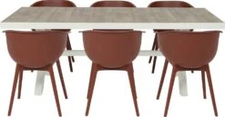 Intratuin 4-zits Diningset Thor Wit Met Bo Rood