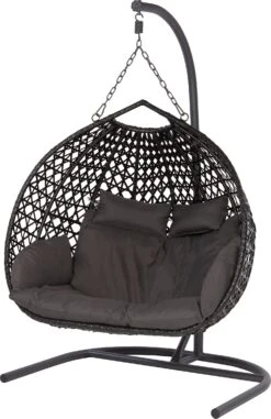Intratuin 2-zits Hangstoel In Standaard Adam Zwart