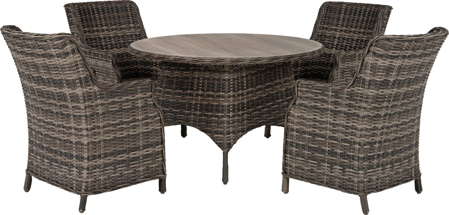 Intratuin 4-zits Diningset Lima Wicker Bruin / Grijs 2 Intratuin 4-zits Diningset Lima Wicker Bruin / Grijs - Afbeelding 2