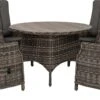 Intratuin Verstelbare 4-zits Diningset Lima Wicker Bruin / Grijs