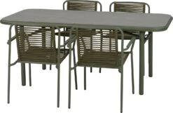 Intratuin 4-zits Diningset Jasmijn Aluminium Groen